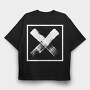 Letter X In Square Grunge, Tricou Oversize Barbati (Unisex)