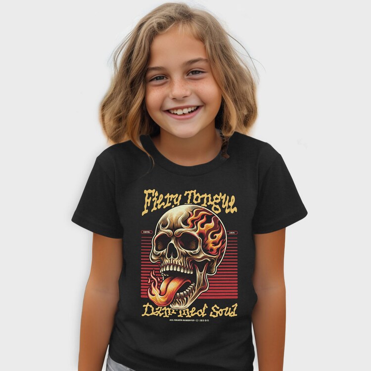 Skeleton Fiery Tongle, Tricou Copii