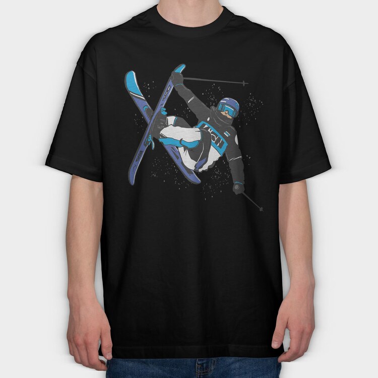 Skier Cork Trick, Tricou Oversize Barbati (Unisex)