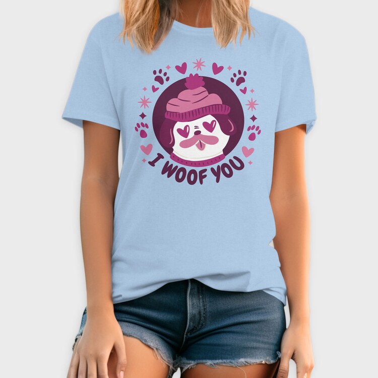 Pug Dog In Love Woof You, Tricou Barbati (Unisex)