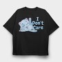 Cartoon Cat Licking I Don T Care, Tricou Oversize Barbati (Unisex)