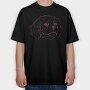 Line Stroke Cavalier Dog, Tricou Oversize Barbati (Unisex)