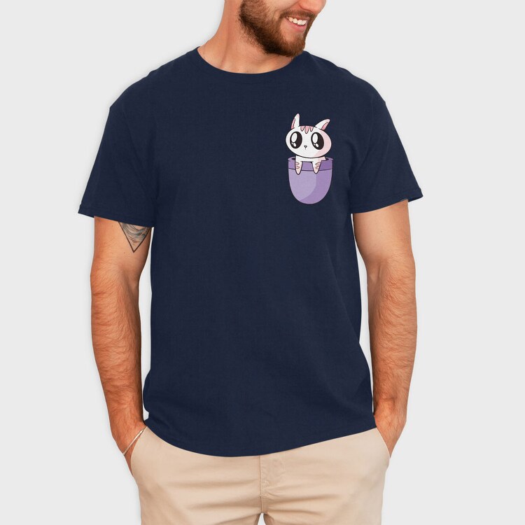 Pocket Cute Cat, Tricou Barbati (Unisex)