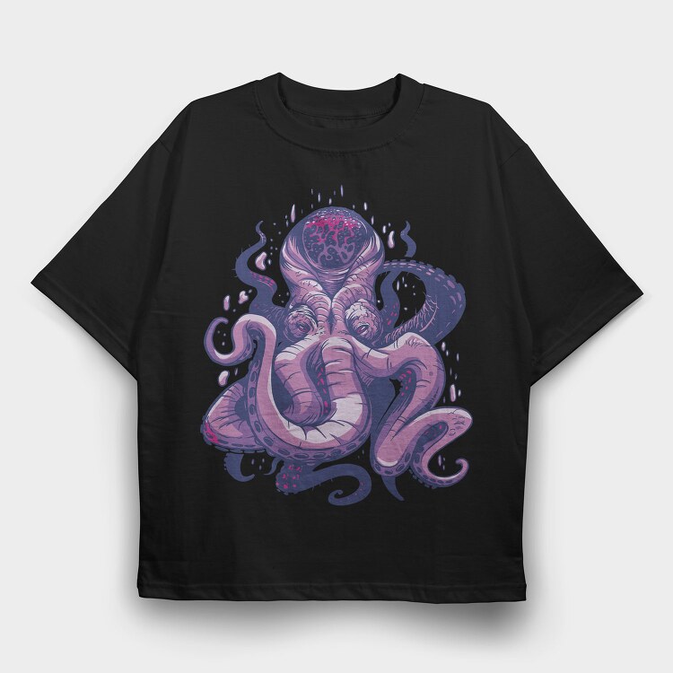 Purple Kraken, Tricou Oversize Barbati (Unisex)