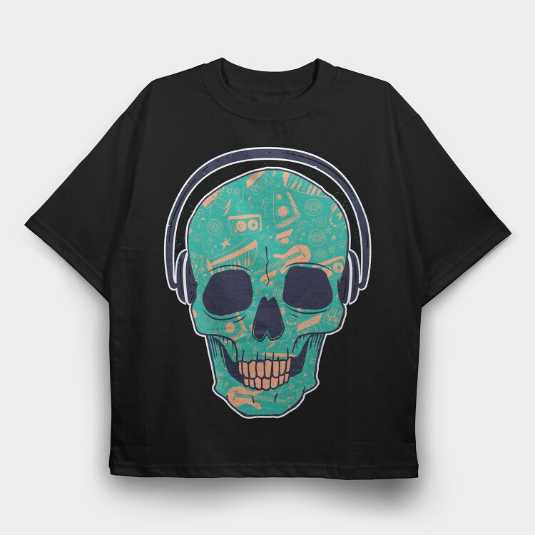 Skull Dj, Tricou Oversize Barbati (Unisex)