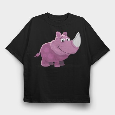 Purple Rhino Smile, Tricou Oversize Barbati (Unisex)