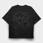 Skull Drinking Coffee Skeleton, Tricou Oversize Barbati (Unisex)