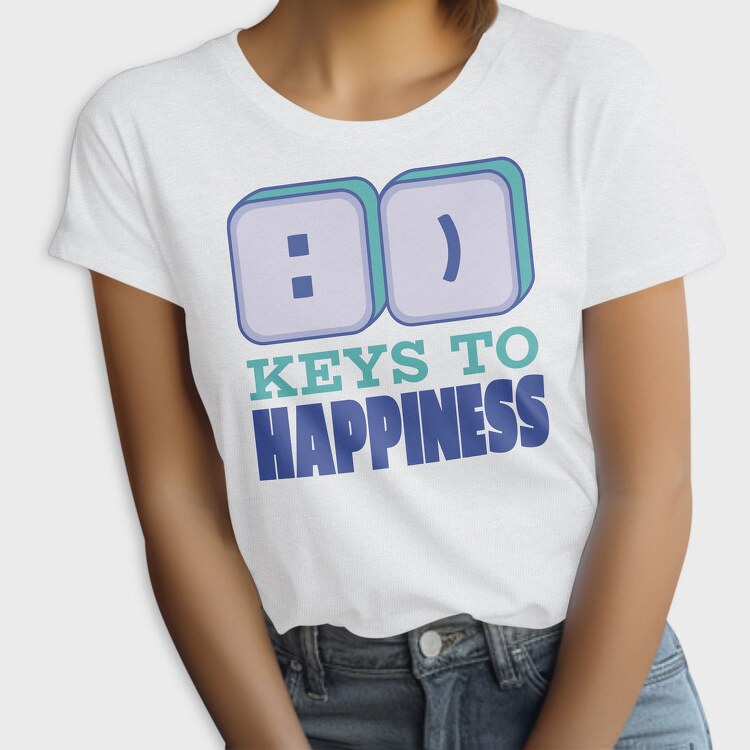 Smile Keys To Happiness Quote, Tricou Femei