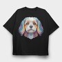 Colorful Cavachon Dog, Tricou Oversize Barbati (Unisex)