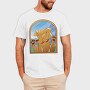Cartoon Labrador Dog In Window Glass, Tricou Barbati (Unisex)