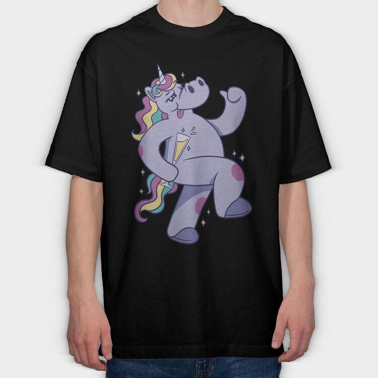 Purple Unicorn Drunk Party, Tricou Oversize Barbati (Unisex)