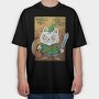 Cartoon Medieval Knight Warrior Cat, Tricou Oversize Barbati (Unisex)