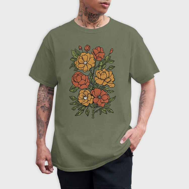 Orange Flowers, Tricou Barbati (Unisex)