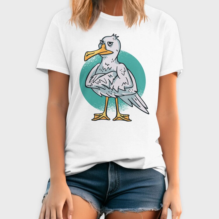 Cartoon Seagull Bird Angry, Tricou Barbati (Unisex)