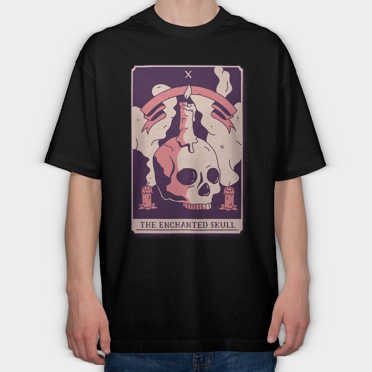 Skull Mystical Tarot Card The Enchanted Skull 10, Tricou Oversize Barbati (Unisex)