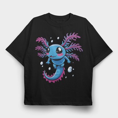 Cute Swimming Axolotl, Tricou Oversize Barbati (Unisex)