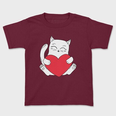 Tricou Copii, Cat Holding Heart