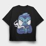 Cartoon Sloth With Coffee Drink, Tricou Oversize Barbati (Unisex)