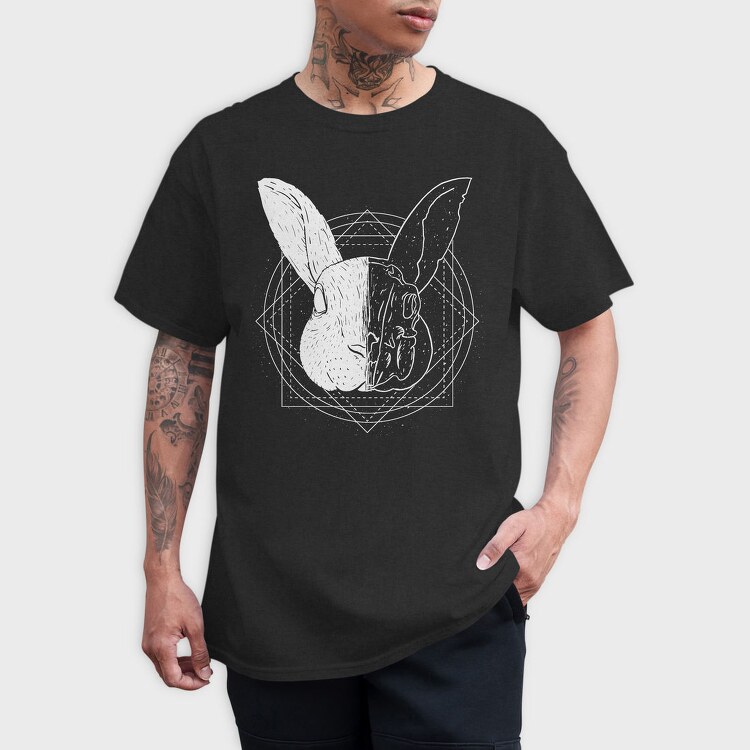 Rabbit Animal Divided Skull Head, Tricou Barbati (Unisex)