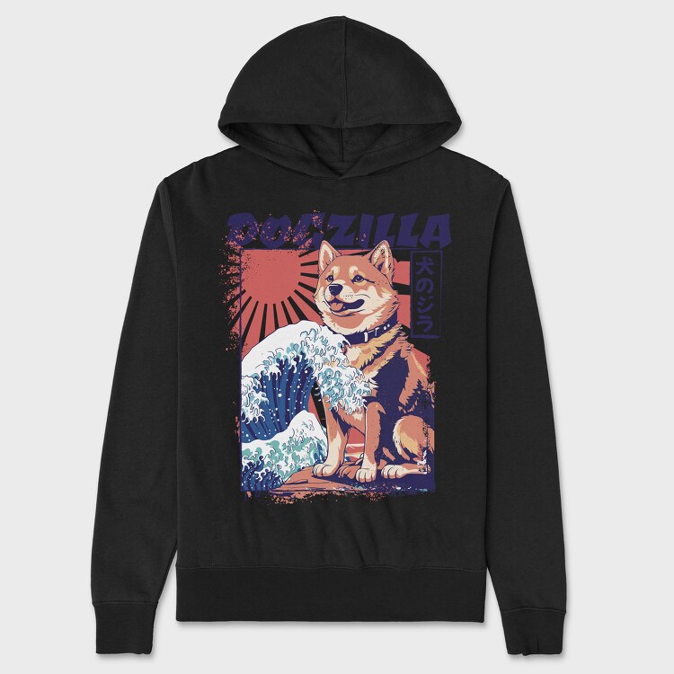 Dogzilla Retro Japanese, Hanorac Oversize Barbati (Unisex)