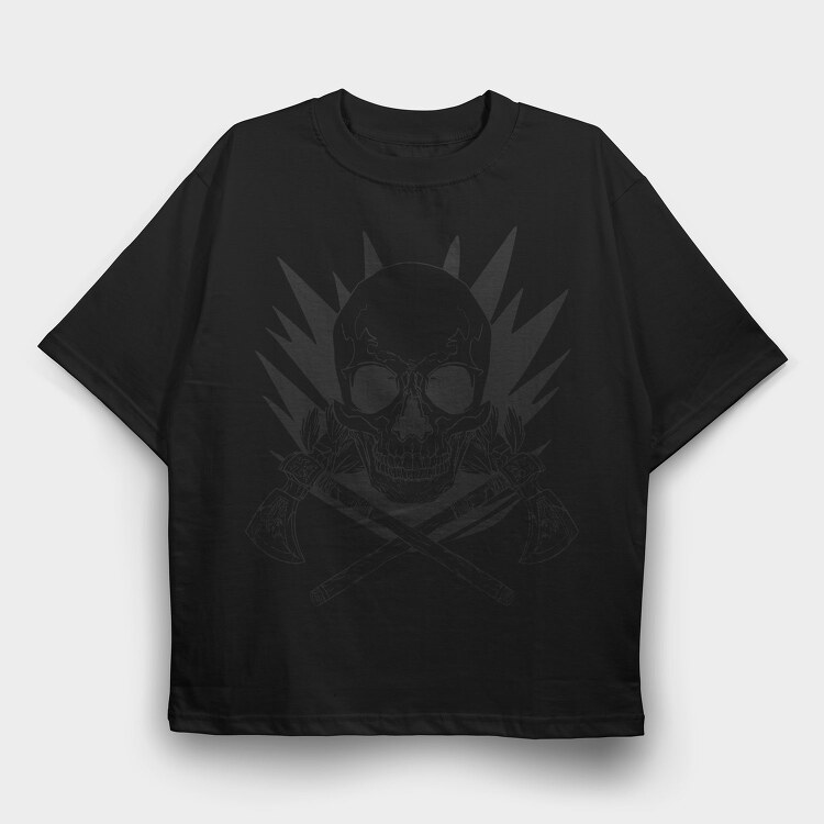 Skull With Axe Weapons Axes, Tricou Oversize Barbati (Unisex)
