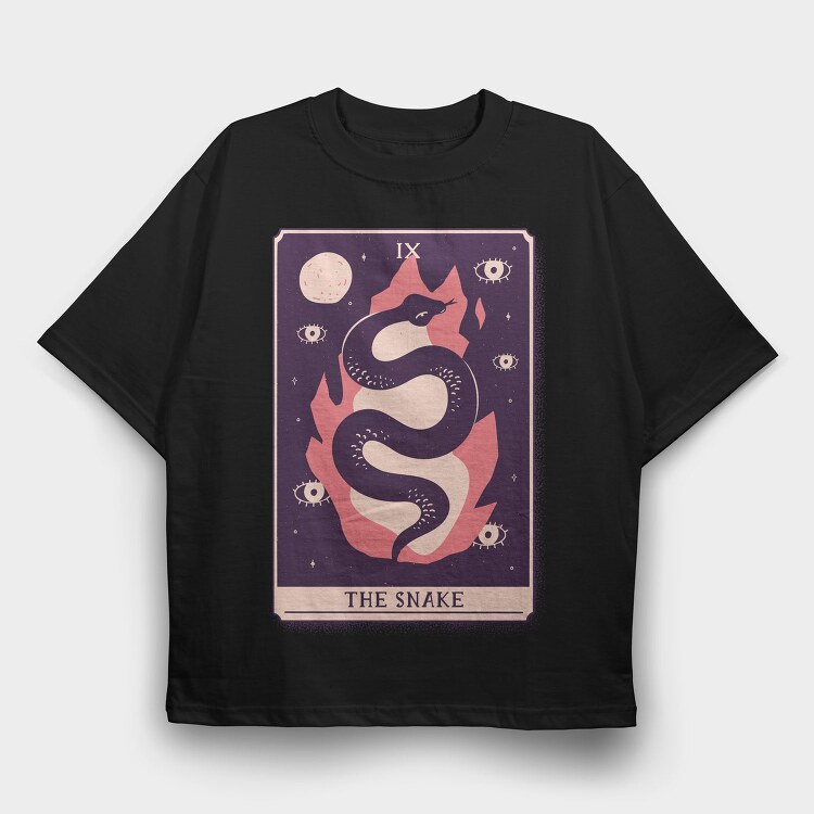 Snake Mystical Tarot Card The Snake, Tricou Oversize Barbati (Unisex)