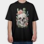 Skull With Cacti And Flowers, Tricou Oversize Barbati (Unisex)