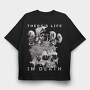 Skull With Cartoon Mushrooms Life In Death Tote, Tricou Oversize Barbati (Unisex)