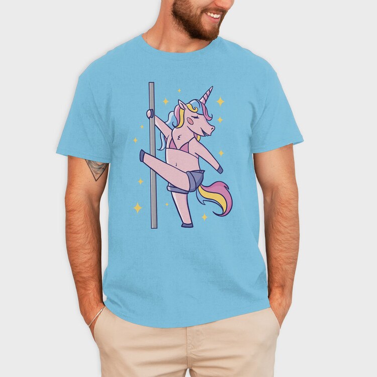 Cute Unicorn Pole Dancing, Tricou Barbati (Unisex)