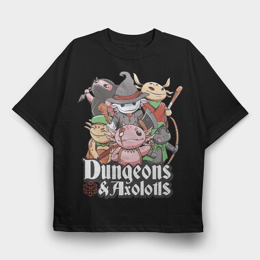 Dungeons And Axolotls Dungeon, Tricou Oversize Barbati (Unisex)