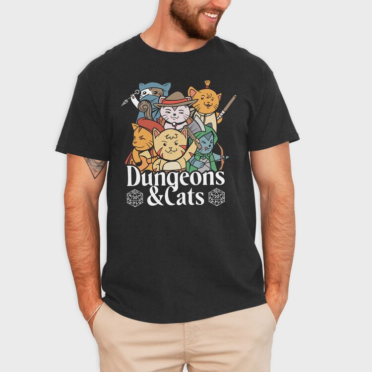 Dungeons And Cats, Tricou Barbati (Unisex)