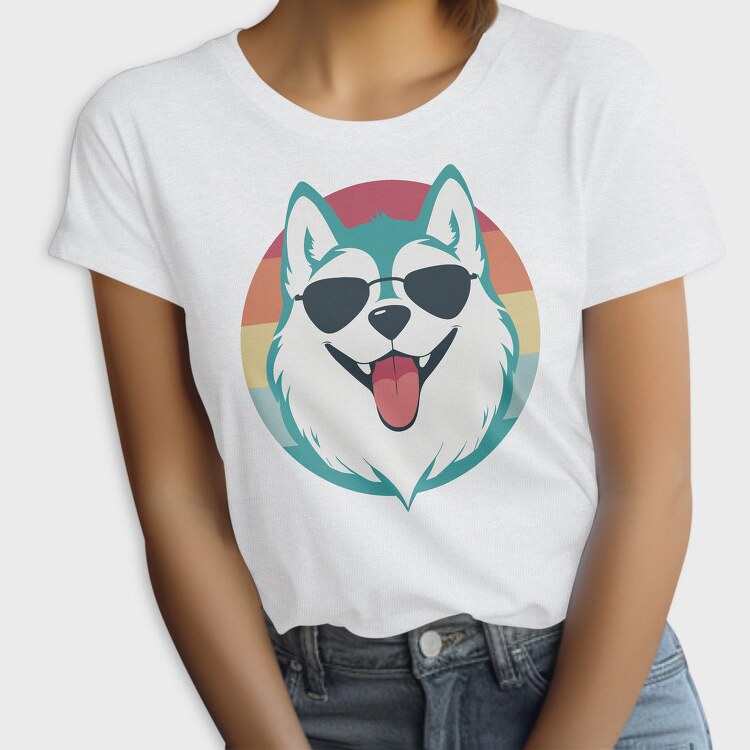 Cool Husky With Sunglasses Face, Tricou Femei