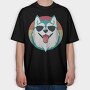 Cool Husky With Sunglasses Face, Tricou Oversize Barbati (Unisex)