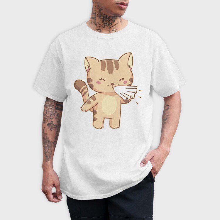 Sneezing Cat Character, Tricou Barbati (Unisex)