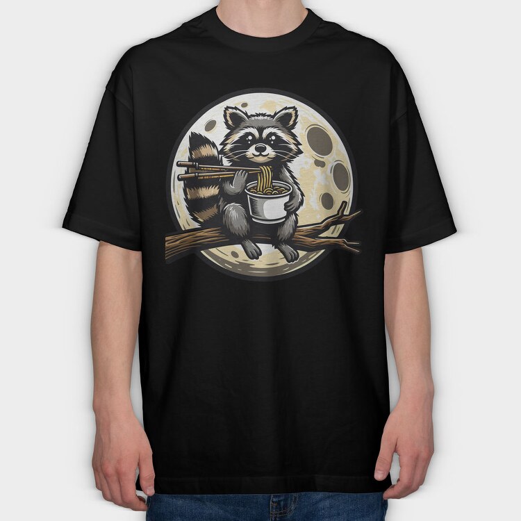 Raccoon Ramen Lover, Tricou Oversize Barbati (Unisex)