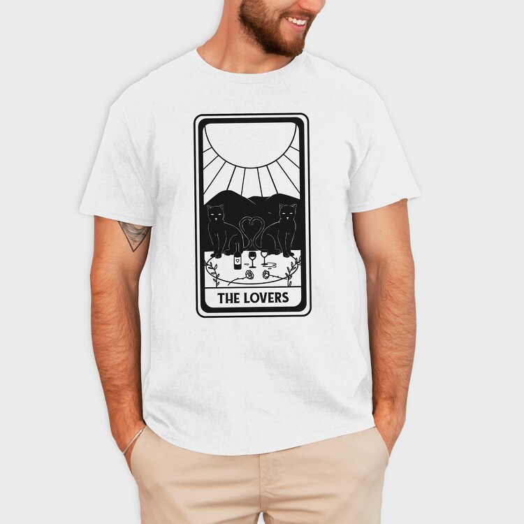 Cool Lovers Tarot Card The Cat, Tricou Barbati (Unisex)