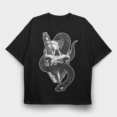 Skull With Snake Knife 01, Tricou Oversize Barbati (Unisex)