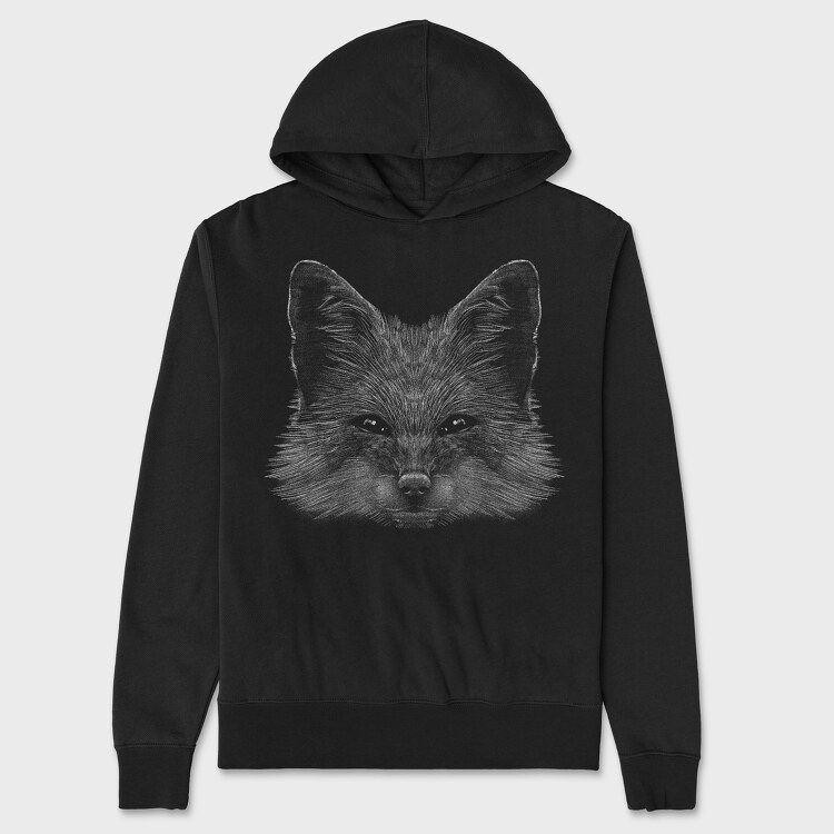 Hanorac Barbati (Unisex), Realistic Fox Monochrome