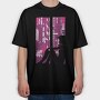 Cyberpunk Girl Silhouette Vaporwave Window, Tricou Oversize Barbati (Unisex)