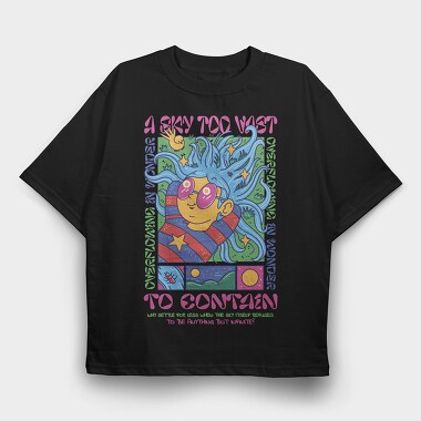 Sky Gaze Girl Maximalism, Tricou Oversize Barbati (Unisex)