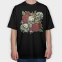 Cool Skulls And Roses, Tricou Oversize Barbati (Unisex)
