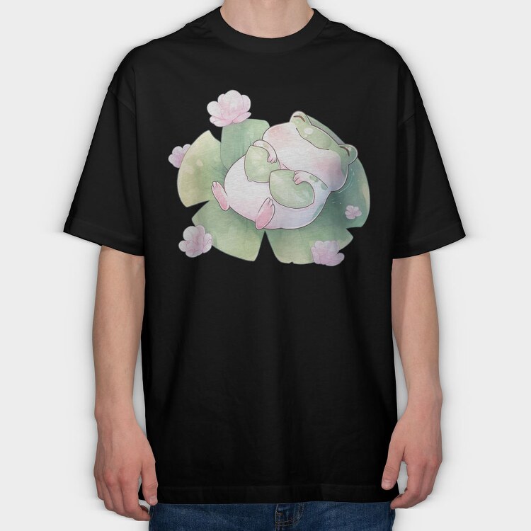 Sleeping Frog Lily Pad Froggy, Tricou Oversize Barbati (Unisex)