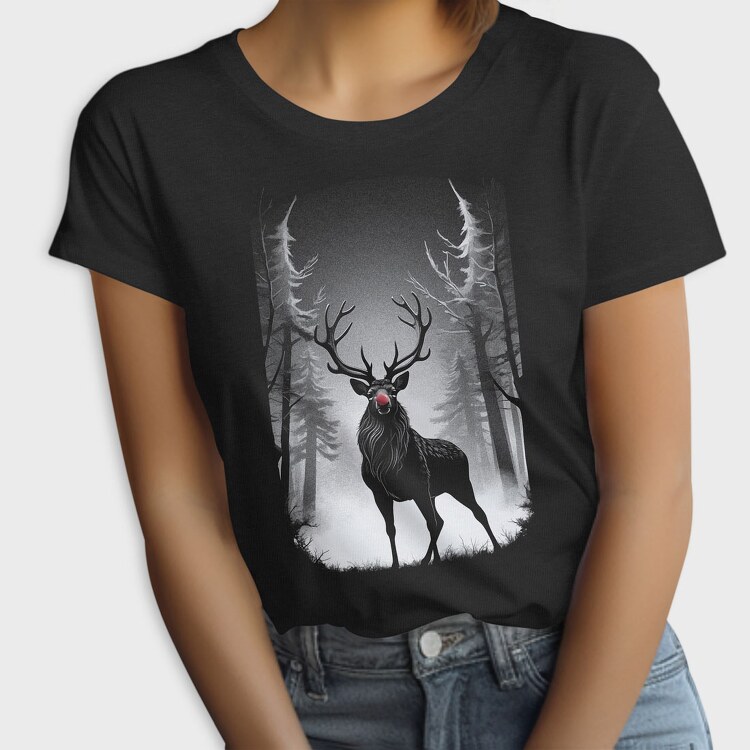 Reindeer Monochochrome Christmas, Tricou Femei