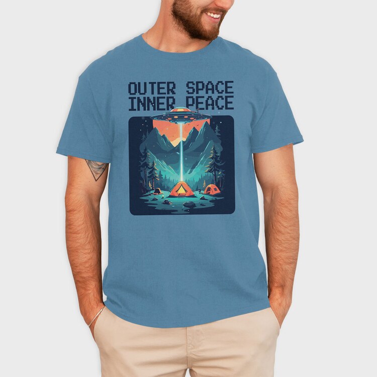 Outer Space Inner Peace Camping, Tricou Barbati (Unisex)