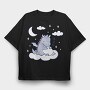 Sleepy Cute Dragon Tote, Tricou Oversize Barbati (Unisex)