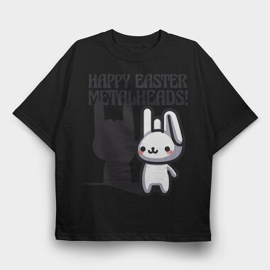 Easter Metalhead Bunny Metal, Tricou Oversize Barbati (Unisex)