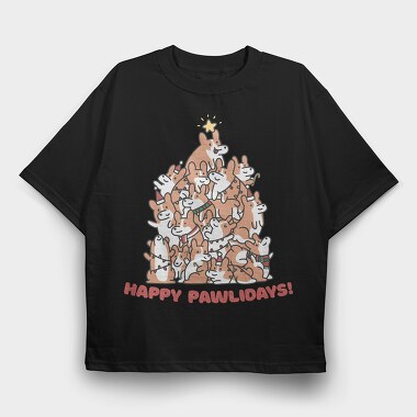 Corgi Dog Christmas Tree Corgies, Tricou Oversize Barbati (Unisex)