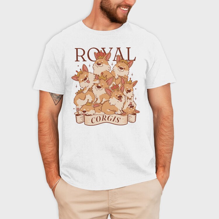 Corgi Dogs With Crowns Royal, Tricou Barbati (Unisex)