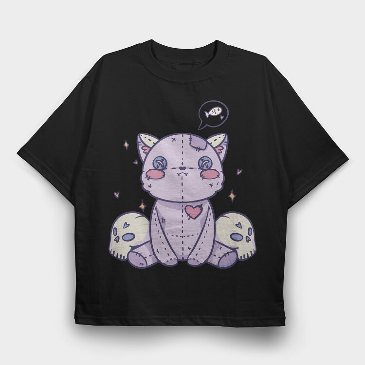 Pastel Goth Stuffed Cat, Tricou Oversize Barbati (Unisex)