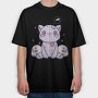Pastel Goth Stuffed Cat, Tricou Oversize Barbati (Unisex)